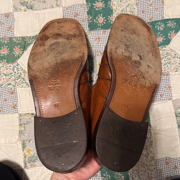 Prada Men's Tan Leather Buckle Loafers